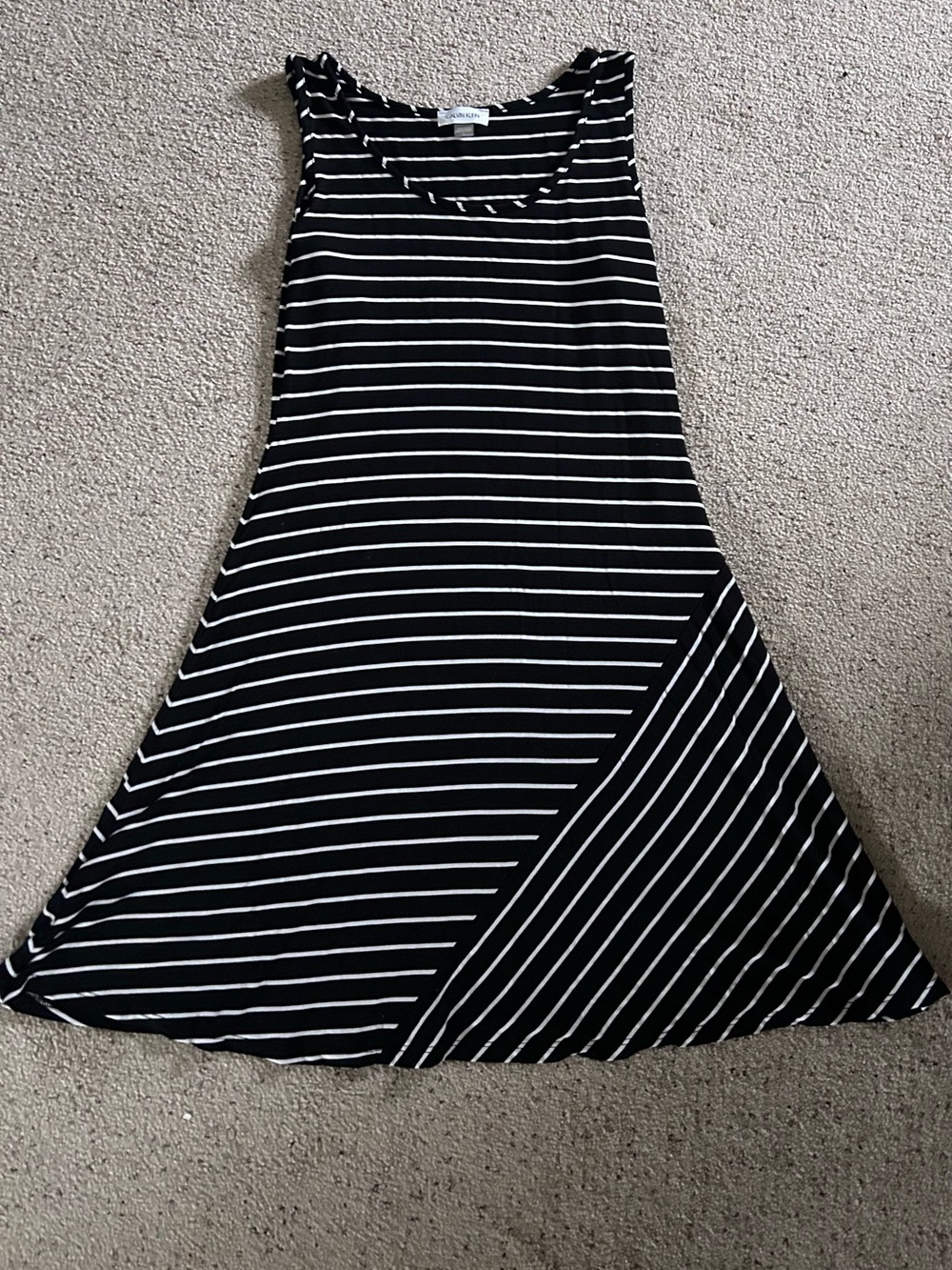 Calvin Klein Black & White Striped Dress. Size 8. Like New Condition.